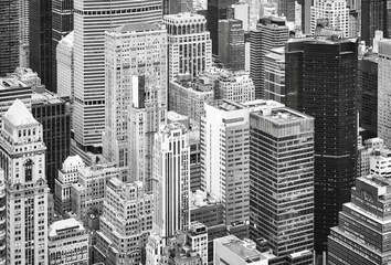 Foto auf Alu-Dibond Black and white aerial picture of the Manhattan, New York City, USA. © MaciejBledowski