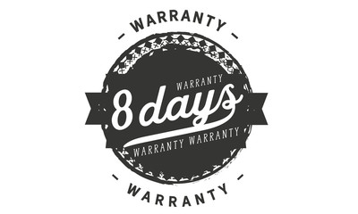 8 days warranty icon vintage rubber stamp guarantee