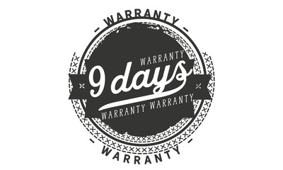 9 days warranty icon vintage rubber stamp guarantee