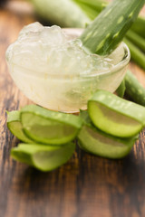 aloe vera juice with fresh leaves