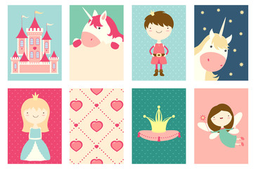 Set of banners with cute fairy-tale characters