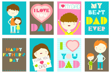 Set of Happy Father's day greeting cards