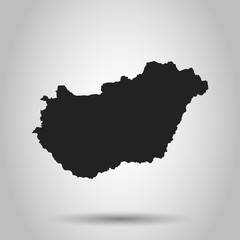 Fototapeta premium Hungary vector map. Black icon on white background.