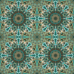 Ornate floral seamless texture, endless pattern with vintage mandala elements.
