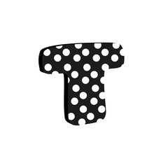 3d cute alfabet letter T with polka dots isolated Vector illustration