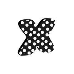 3d cute alfabet letter X with polka dots isolated Vector illustration