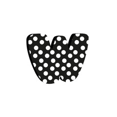 3d cute alfabet letter W with polka dots isolated Vector illustration © lena10sheiko