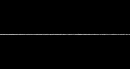 White string, rope isolated on black background texture