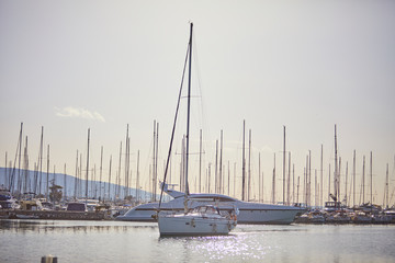 Yachts parking in harbor