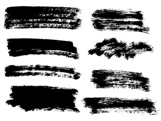 Vector black paint, ink brush stroke, brush, line or texture. Dirty artistic design element, box, frame or background for text.