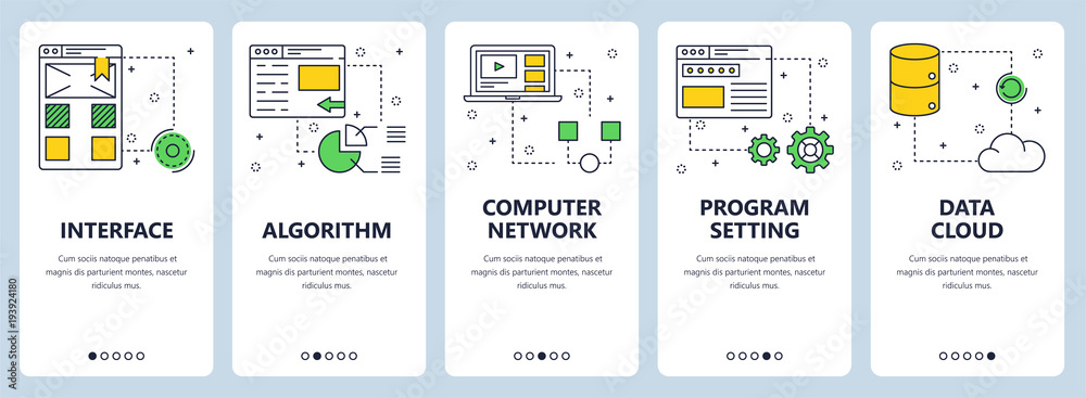 Poster vector modern thin line user interface vertical web banner set