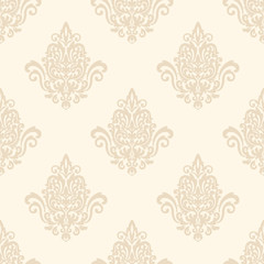 Obraz premium Vector damask seamless pattern background. Classical luxury old fashioned damask ornament, royal victorian seamless texture for wallpapers, textile, wrapping. Exquisite floral baroque template.