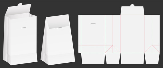 paper bag die cut mock up template vector