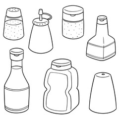 vector set of condiment bottles