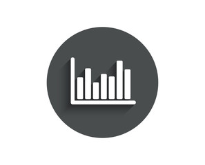 Column chart simple icon. Financial graph sign. Stock exchange symbol. Business investment. Circle flat button with shadow. Vector