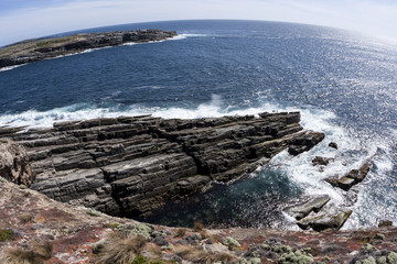 Kangaroo Island coastline, South Australia. Fisheye image.