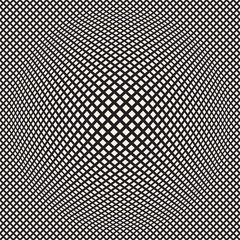 Halftone bloat effect optical illusion. Abstract geometric background design. Vector seamless black and white pattern.