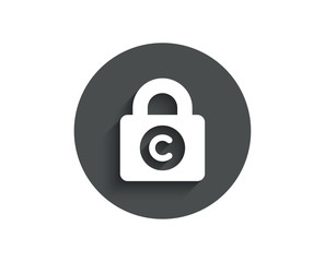 Ð¡opyright locker simple icon. Copywriting sign. Private Information symbol. Circle flat button with shadow. Vector