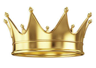 Royal gold crown isolated on white. 3d rendering