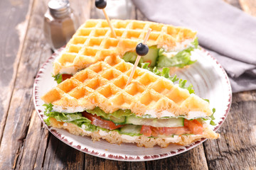 fresh waffle sandwich