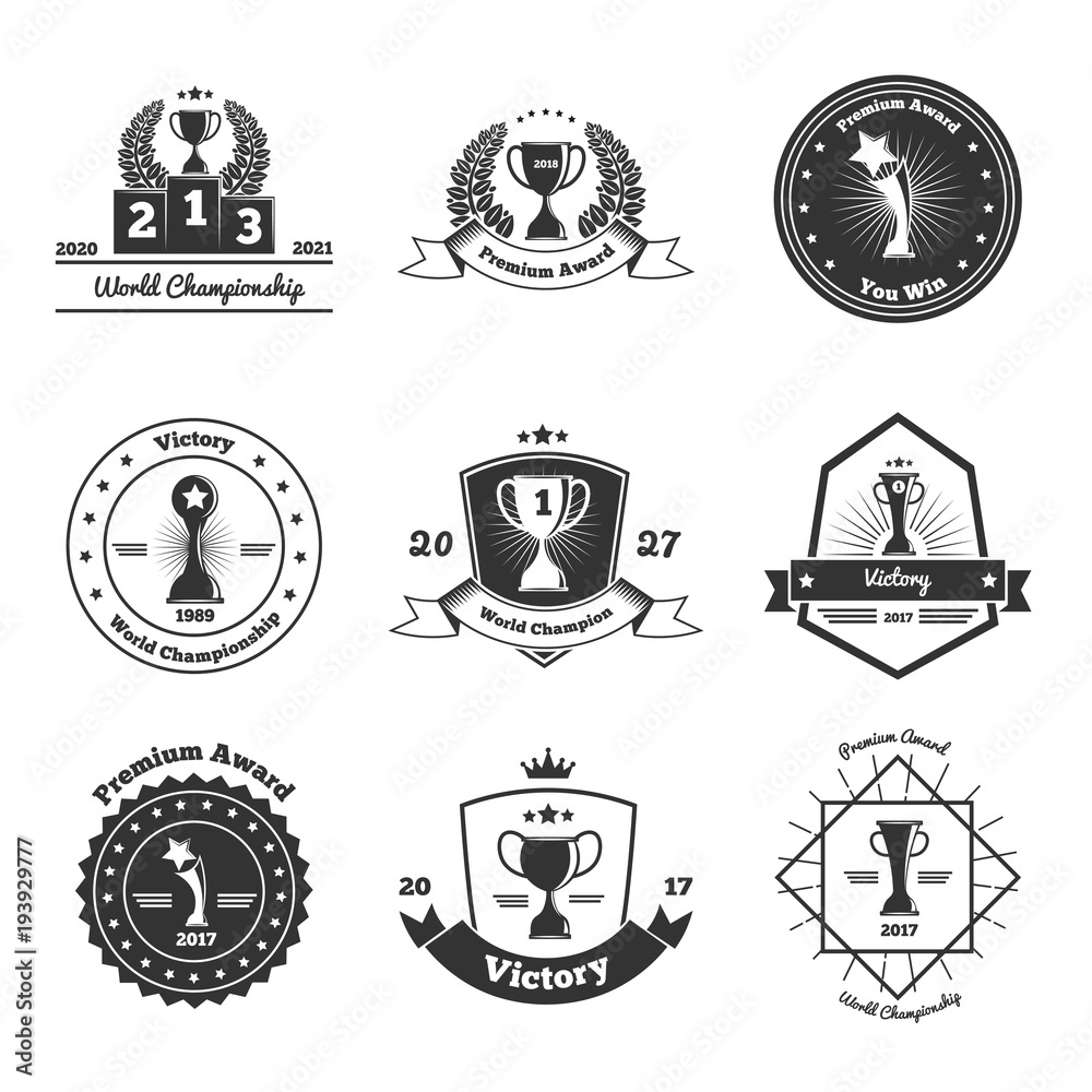 Canvas Prints trophy awards emblems set