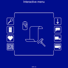 Vector image of the interactive menu for buying wallpapers and paints in the multifunction menu with the ability to search, deliver and pay for goods.