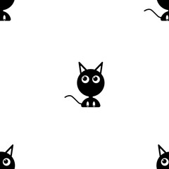 Vector image of a black kitten looking to the side. Flat seamless pattern