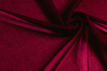 Texture, background, pattern. Red transparent fabric. Organza Silk Fabric Hand Dyed Madder Pale...