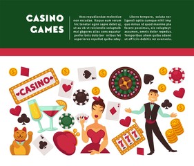 Casino games promotional Internet banner with sample text
