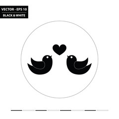 Love birds black and white flat icon. Vector Illustration.