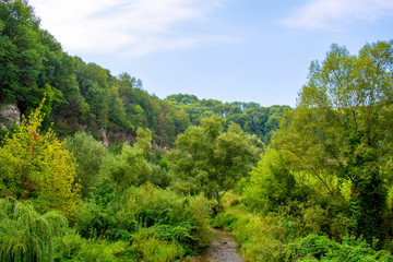 Fototapeta na wymiar Photo of big green river canyon in Kamyanets-Podilsky