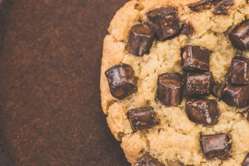Detail of chocolate chip cookie, top view