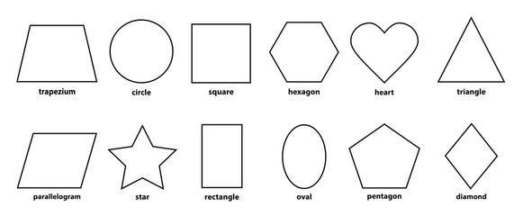 
Learning set of basic geometric shapes for children / educational vectors illustration for kids on white background  - obrazy, fototapety, plakaty