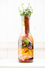 Summer fruit detox lemonade in a bottle