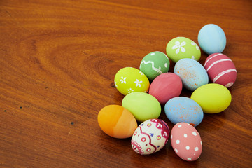 colorful easter eggs with happy easter word