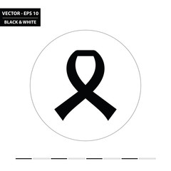 Illness awareness ribbon black and white flat icon. Vector Illustration.