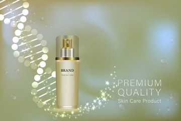 cosmetic container with advertising background ready to use, luxury skin care ad. illustration vector.