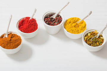 spices on white background