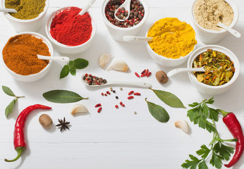 spices on white background