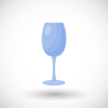 Empty wine glass flat vector icon