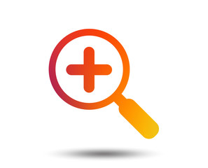 Fototapeta premium Magnifier glass sign icon. Zoom tool button. Navigation search symbol. Blurred gradient design element. Vivid graphic flat icon. Vector