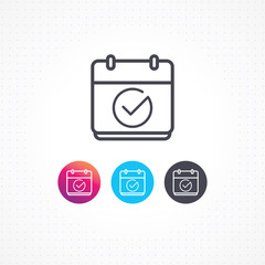 Calendar icon. Vector icon calendar with check mark. Calendar illustration for graphic and website. Calendar icon in flat style. Vector illustration