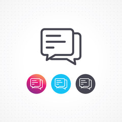 Chat icon. Vector speech bubble with three dots. Message flat line icon. Outline speech bubble icon. Pictogram isolated on white background