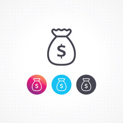 Money bag icon vector. Flat line of money bag vector icon. Money vector illustration