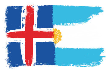 Iceland Flag & Argentina Flag Vector Hand Painted with Rounded Brush