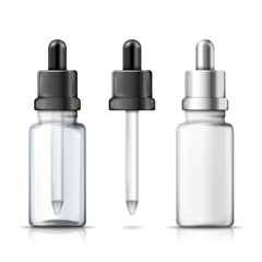 Vector 3d realistic set of bottles with dropper.