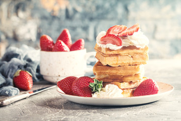 Waffle dessert with chocolate