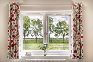 Window with a beautiful rural view