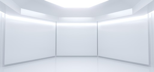 3D Rencering Of Realistic Empty White Room With Lights