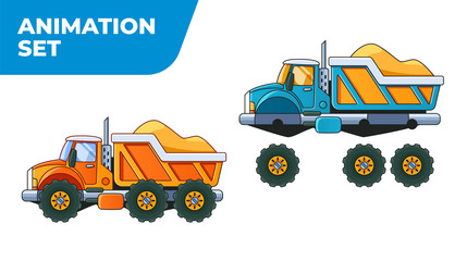 Naklejka premium Red and Blue Trucks. Prepared for animation.